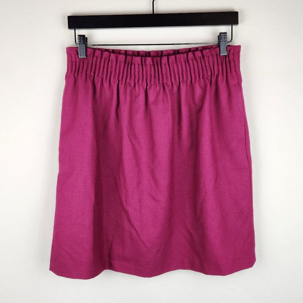 J. Crew Factory Magenta Pink Wool Blend Sidewalk Skirt Pockets sz 8